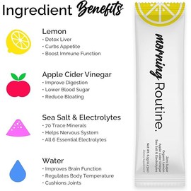 Morning Routine - 5 Pack - Daily Hydration | Delicious Electrolytes with Apple Cider Vinegar, Lemon, Sea Salt and ALL 6 Electrolytes - NO SUGAR