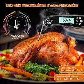 TYC Termómetro Digital de Carne Cocina, termómetro apto para horno con retroiluminación LCD y función de alarma para cocinar, barbacoa, horno,...     