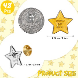 Unittype 48 Pcs Golden Star Pins Coworker Appreciation Gifts Bulk Doing My Best Lapel Enamel Pin Glittery Star Buttons Pins Gifts for Staff Team Employee Volunteers Women Social Worker