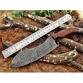Damascus steel full tang blade Chopper, 13 Inches long custom made chef Knife 7.5" long cutting edge Rose Wood scale