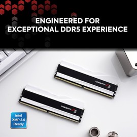 G.SKILL Trident Z5 RGB Series (Intel XMP 3.0) DDR5 RAM 32GB (2x16GB) 6400MT/s CL30-39-39-102 1.40V Desktop Computer Memory UDIMM - Matte White (F5-6400J3039G16GX2-TZ5RW)