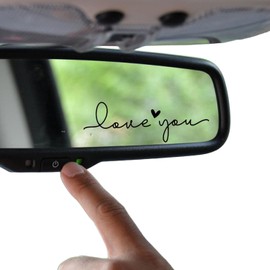 2 x Love You Rearview Decal, Love You Decal, Mirror Decals, Cup Stickers, Mirror Stickers, Rear View Mirror Sticker, Side Mirror, Decals for Tumblers (Black)