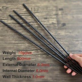 4pcs Carbon Fiber Tube 8mmx6mmx500mm,6~50mm Available, 3K roll Wrapped Twill Matte Finish.