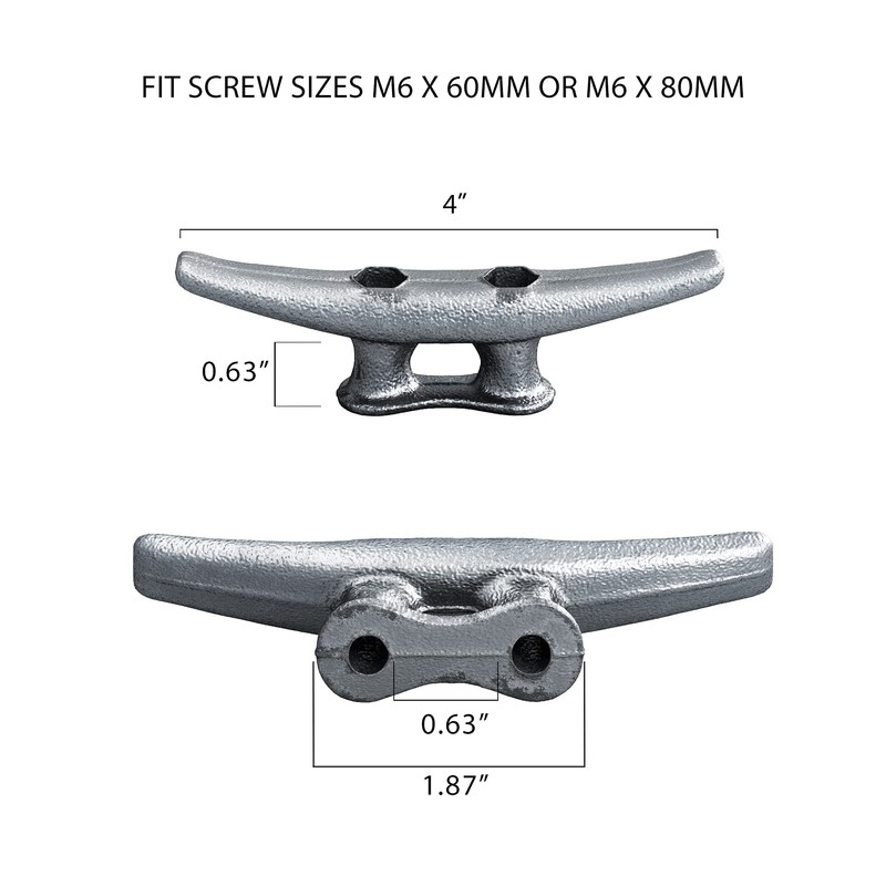 Simplified Living 4" Dock Cleat, Weatherproof Galvanized Cast Iron Boat