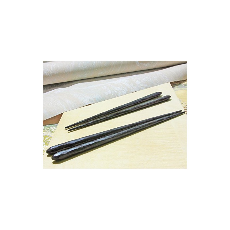 Hand Carved Ebony Chopsticks (1 Pair; Large Size: 9.3 inches