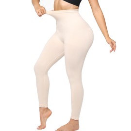 Suprenx Shapewear Leggings High Waisted Seamless Tummy Control Body Shaper Footless Tights Butt Lift Compressions Pants Beige
