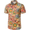 LucMatton Men's Short-Sleeved Button-Down Hawaiian Shirts with Traditional Pattern Print,