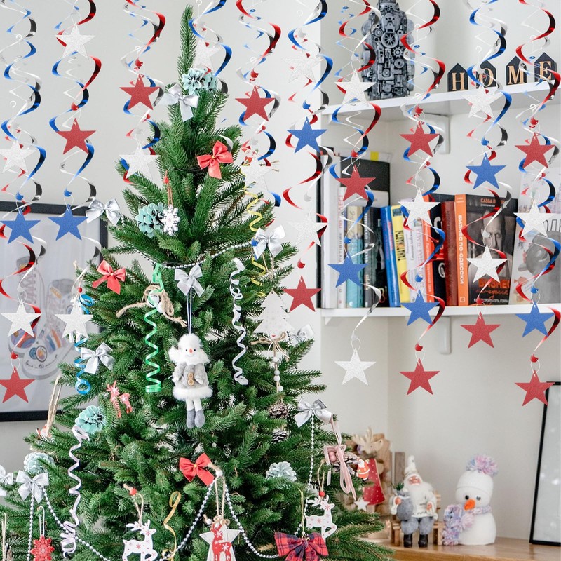 PATIKIL 6pcs Hanging Stars Decorations, 27inch Star Hanging Party Backdrop