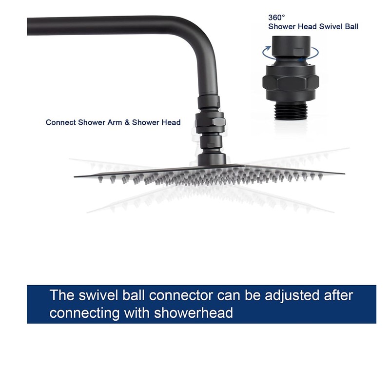 ieron Showerhead Extension 360° Swivel Ball Turn Adapter Head Connector