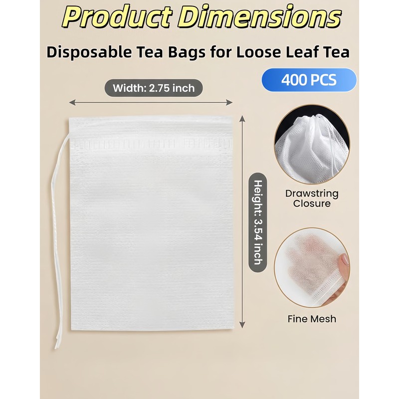 400 PCS Disposable Tea Bags for Loose Leaf Tea-Tea Filter