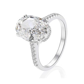 5 Carat Large Oval Shaped Solitaire White Gold Rose Gold Engagement Wedding Fashion Ring for Women, Radiant Cut Ring, Cubic Zirconia Moissanite Rings, AAA Grade Lab Created Brilliant Cut Commitment Ring