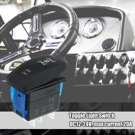 X AUTOHAUX 4X4 2X4 Rocker Switch 5Pin On-Off Blue LED Light 12V/24V Wires Kit