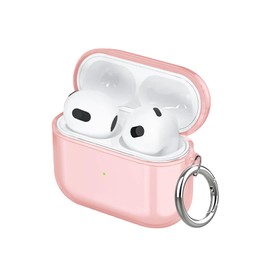 Aircawin Case for Airpods 4 Case Clear 2024,Shockproof Clear Case for Airpods 4rd Generation Case Cover,Full Protective Soft Transparent TPU Case for Airpods 4 Gen Case with Keychain-Pink