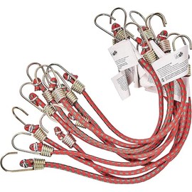 iSeventy9 10-inch (25cm) Mini Bungee Cords Versatile Elastic Stretch Hooks for Luggage, Car, Bike, and Camping Accessories - Red (10 Pack)