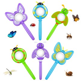 TORINALITAL 6Pcs Bug Magnifier for Kids, Handheld Butterfly Bee Ladybug Magnifying Glass, Kids Insect Magnifying Glass for Boys and Girls Gift Outdoor Activities