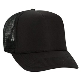 OTTO Otto Polyester Foam Front 5 Panel High Crown Mesh Back Trucker Hat - Black