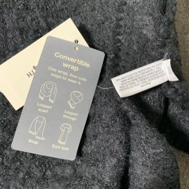 On 34th Women's Ribbed Blanket Wrap Scarf Black One Size