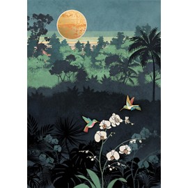 Birthday / Blank Greeting Card for Her - Female - Scenic Orchid and Hummingbirds Design - General Card Suitable for Any Occasion - Made in the UK