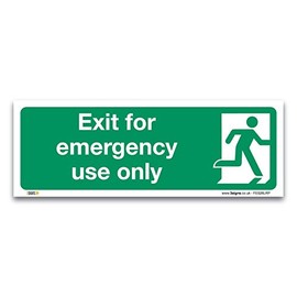 Exit for emergency use only Sign, 1mm Rigid Plastic 42x15cm, British Standard Fire Safety