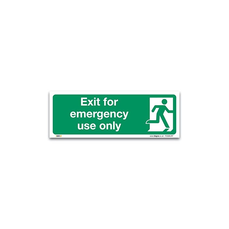Exit for emergency use only Sign, 1mm Rigid Plastic 42x15cm,