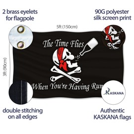 Pirate Flag – Jolly Roger Flag - Double-sided Print – 90G polyester - Double Seam - 2 brass eyelets, large 5ft x 3ft