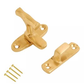 40mm Showcase Type Catch Polished Brass Door Turn Catches Cupboard Cabinet Wardrobe Latch Catch Lock Rabbit Hutch Thumb Turn Button with Fixing Screw Pack of 1.