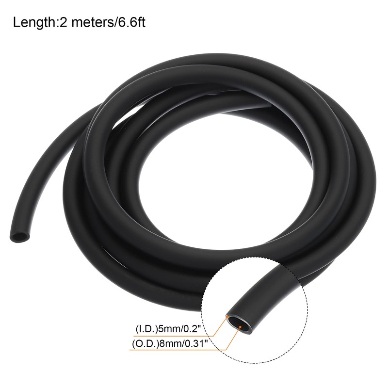 sourcing map PVC Petrol Fuel Line Hose 5mmx8mm 2m Black