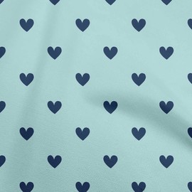 oneOone Velvet Light Blue Fabric Hearts Heart Quilting Supplies Print Sewing Fabric by The Meter 58 Inch Wide