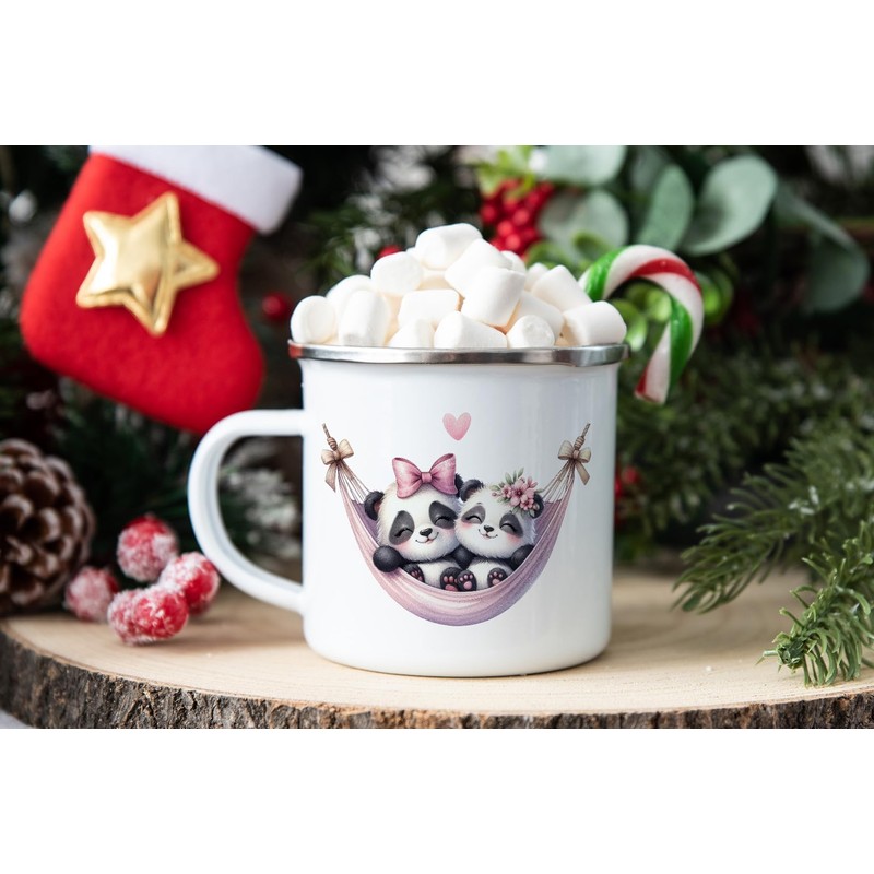 MAXIKIWI Langlebige Emaille-Kaffee- oder Tee-Camping-Tasse für drinnen und draußen, entzückende