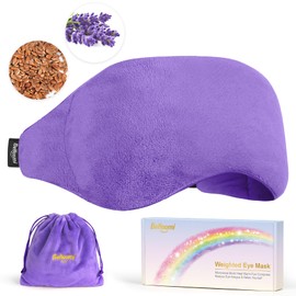 BeHoomi Weighted Eye Mask for Sleeping, Soft Heated Eye Mask, Moist Heat Warm Compress for Eyes, Natural Lavender & Flaxseeds Microwave Reusable Sleep Mask, Must Haves for Women Spa, Home, Office