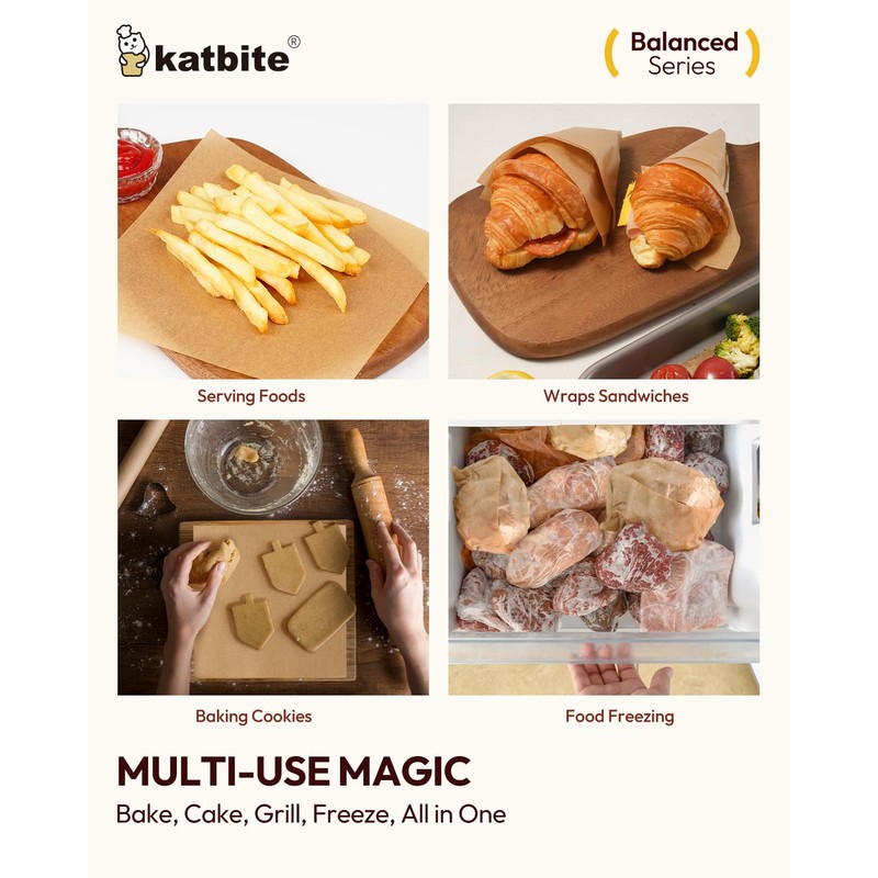 Katbite 200 Pcs Parchment Paper, 8 x 8 Inch Unbleached