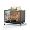 Dog Crate Furniture, 27.2'' Wooden Dog Kennel with Wheels and