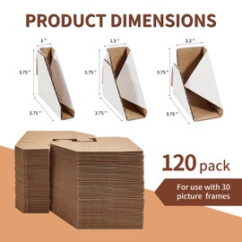 Mardili 120 PACK Adjustable Picture Frame Cardboard Corner Protectors for Shipping, Packing or Moving Art - Pack of 120 - Fold 3 ways to fit frames from 0.5" - 1.5" (120 pack)