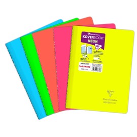 Clairefontaine 376723C A Koverbook Neon Spiral Notebook - A4 21x29.7 cm - 160 Lined Pages - 90 g White Paper - Opaque Polypro Cover - Random Color