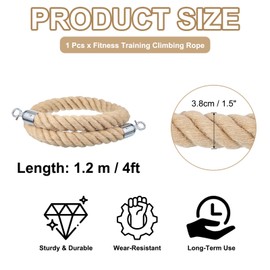 sourcing map Jute Stanchion Rope 4ft x 1.5 Inch Safety Queue Braided Jute Ropes with Snap Hooks, Crowd Control Line Barrier for Movie Theaters Grand Openings Hotel Celebration