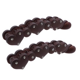 Hearts Banana Clip with Diamonds - Set of 2 - Brown