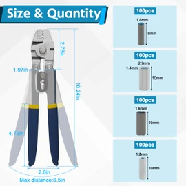 Fishing Crimping Tool Fishing Wire Line Crimping Rigging Kit Fishing Pliers Wire Rope Leader Crimp Tool with 500pcs Fishing Crimp Sleeves Beads Set Wire Rope Crimping Tool(Blue)