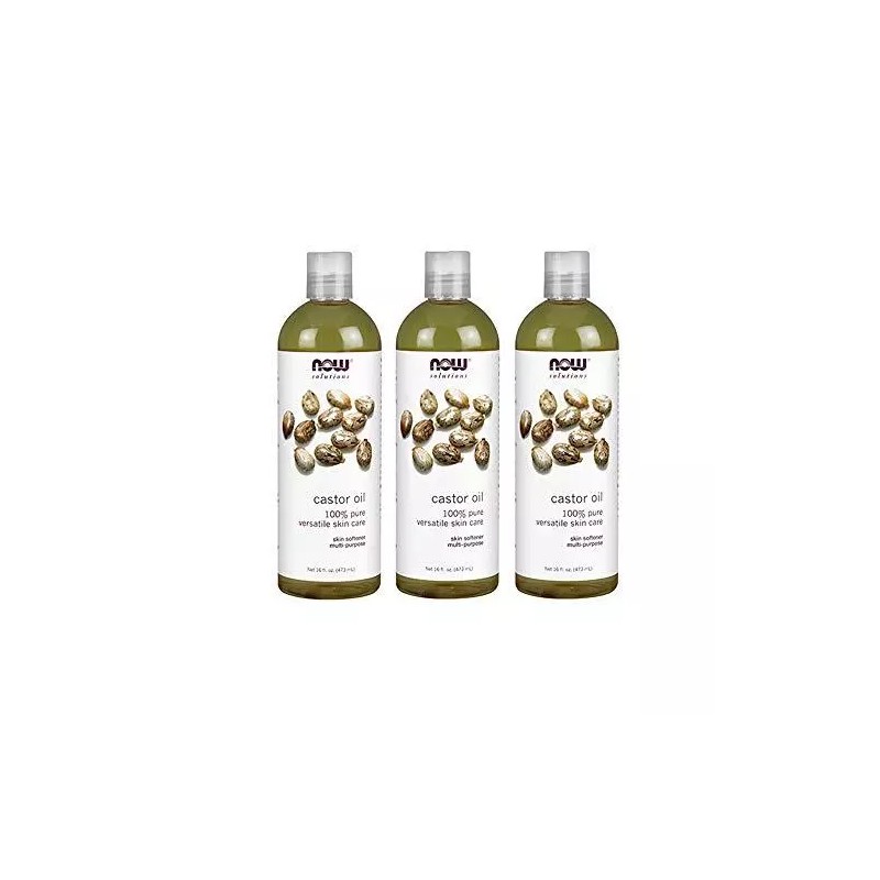 3 x NOW Castor Oil 16 fl oz