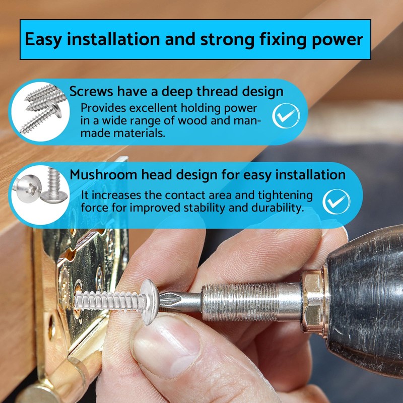 HAISHANG Pack of 20 Wood Screws Self Tapping Phillips Round