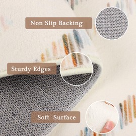 Geanlod Boho Hallway Runner Rugs 2x6ft Non Slip, Beige Modern Washable Kitchen Bedroom Rug Runners, Soft Low Pile Geometric Floor Throw Carpet for Entrance Laundry Bathroom Office