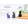 AMOYSTONE Stone Rabbit Figurines Purple Fluorite Bunny Crystal Statue Decor