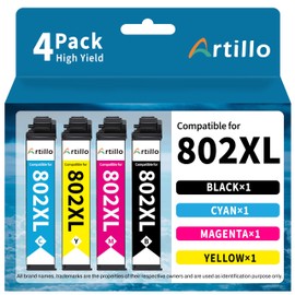 Artillo Remanufactured Ink Cartridge Replacement for Epson 802 XL 802XL T802XL Ink Cartridges Work with WF-4720 WF-4730 WF-4734 WF-4740 EC-4040 EC-4030 EC-4020 Printer (BCMY, 4 Pack)