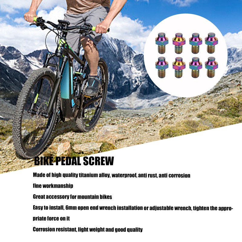 RISK 8Pcs Mountain Bike Pedal Bolts Titanium Alloy Anti Slip