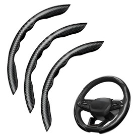 Carbon Fibre Steering Wheel Cover 3PCS Black Car Steering Wheel Covers - Anti-Slip Segmented Steering Wheel Protector, Universal Fit for 14-16 Inch O/D-Shaped Wheels, Car Interior Accessories for Cars