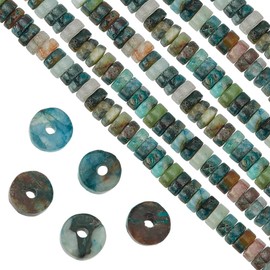 SUNNYCLUE 1 Box 384Pcs Disc Stone Beads Lapis Lazuli Beads 4mm Chrysocolla Crystal Beads Flat Round Gemstone Beads String Healing Energy Gemstone Spacer Loose Beads for Jewellery Making DIY Supplies