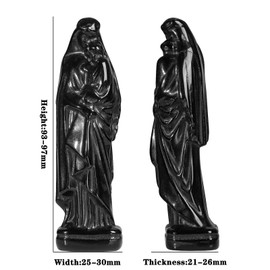 moonsix Hand Carved Black Obsidian Blessed Virgin Mary with Child Figurine, Healing Crystal Madonna Religious Statue for Protection Home Decoration