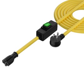 15FT Waterproof Extension Cord with On/Off Switch - NEMA 5-15P to 5-15R/ 5-20R/ 6-15R/ 6-20R, 12AWG SJTW Outdoor Power Cable, IP57 Rated, 23A 125V, Ideal for Outdoor Lights, Pumps, Christmas Trees