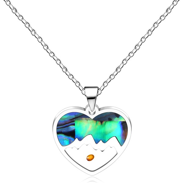 Yongxu Abalone Shell Heart Pendant Necklace with Mustard Seed |