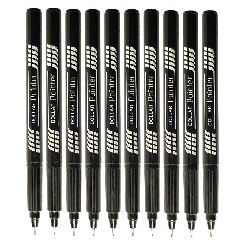 Fineliner Pens, BLACK, Pack of 10, Extra Fine Point (0.3mm),