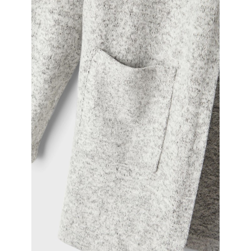 NAME IT Girl's Long Fit Cardigan, grey melange